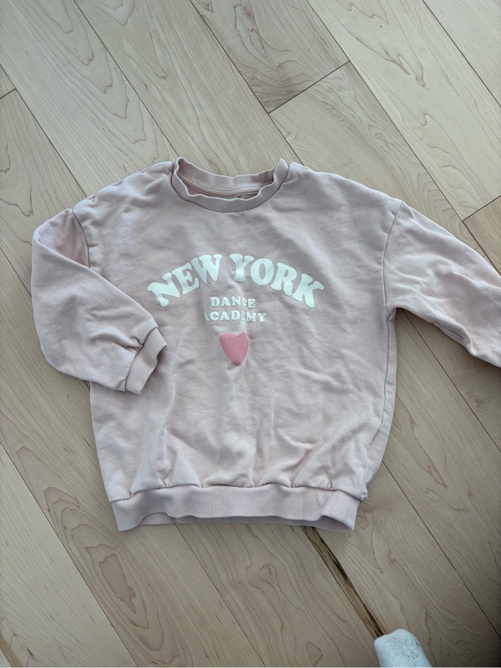 H&M Light Pink 'New York' Sweatshirt with Heart Detail